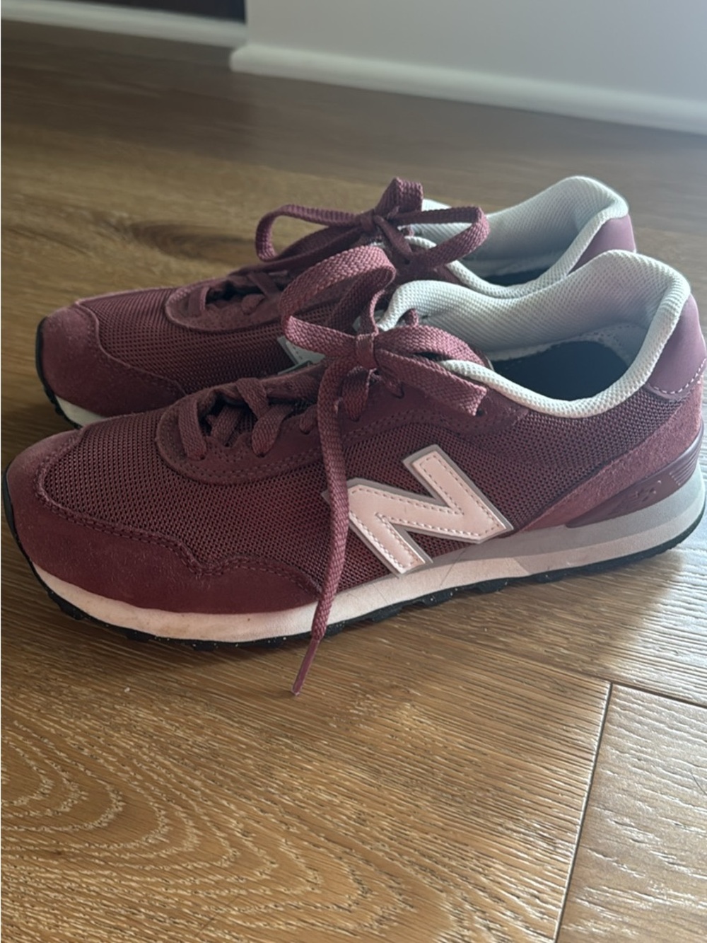 New Balance Women's Maroon Sneakers with Light Pink 'N' Logo